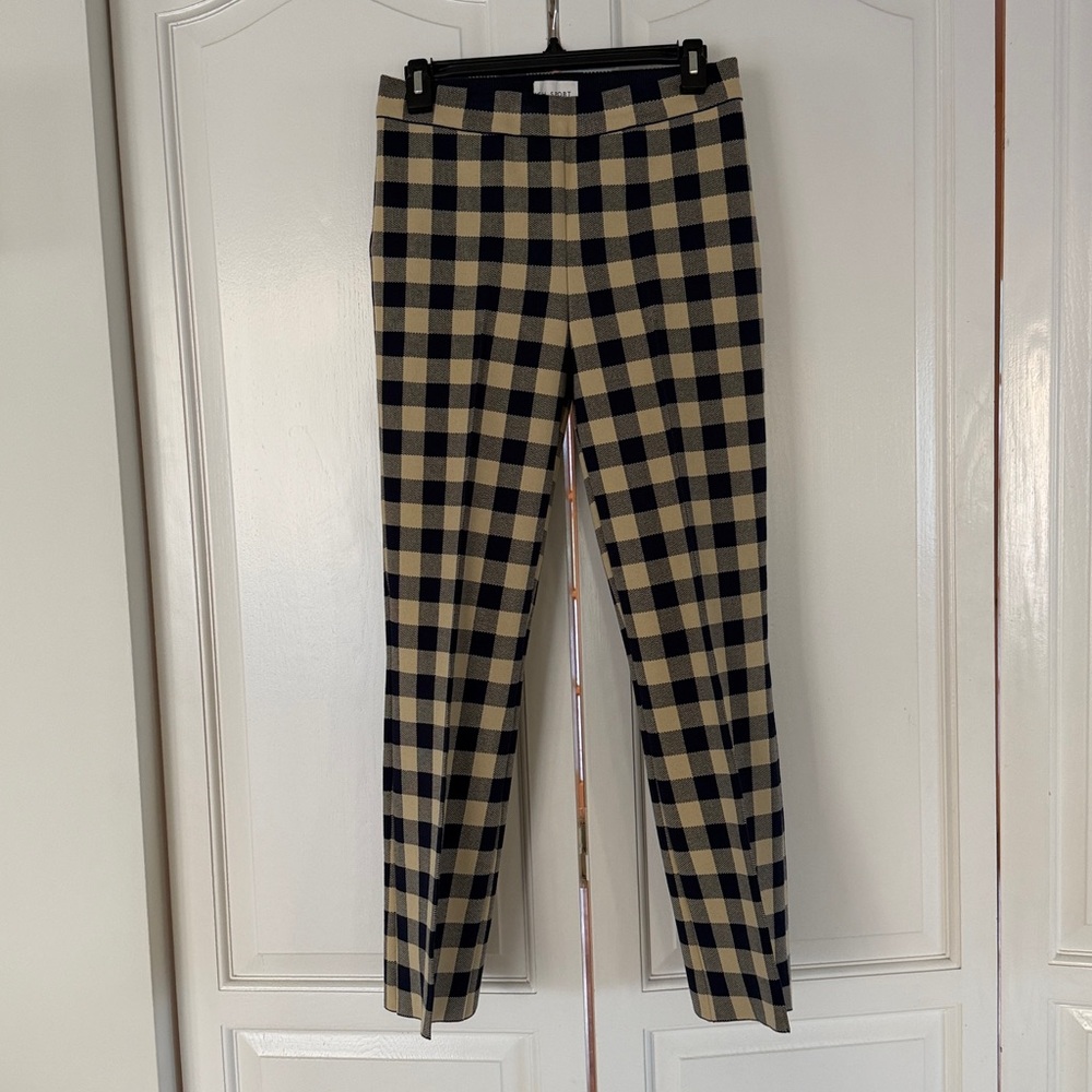 HIGH SPORT Kick Flares in Navy & Tan Check - NWOT - SZ 6
